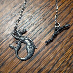 Vintage Mary Demarco La Contessa Pewter Mermaid necklace pendant